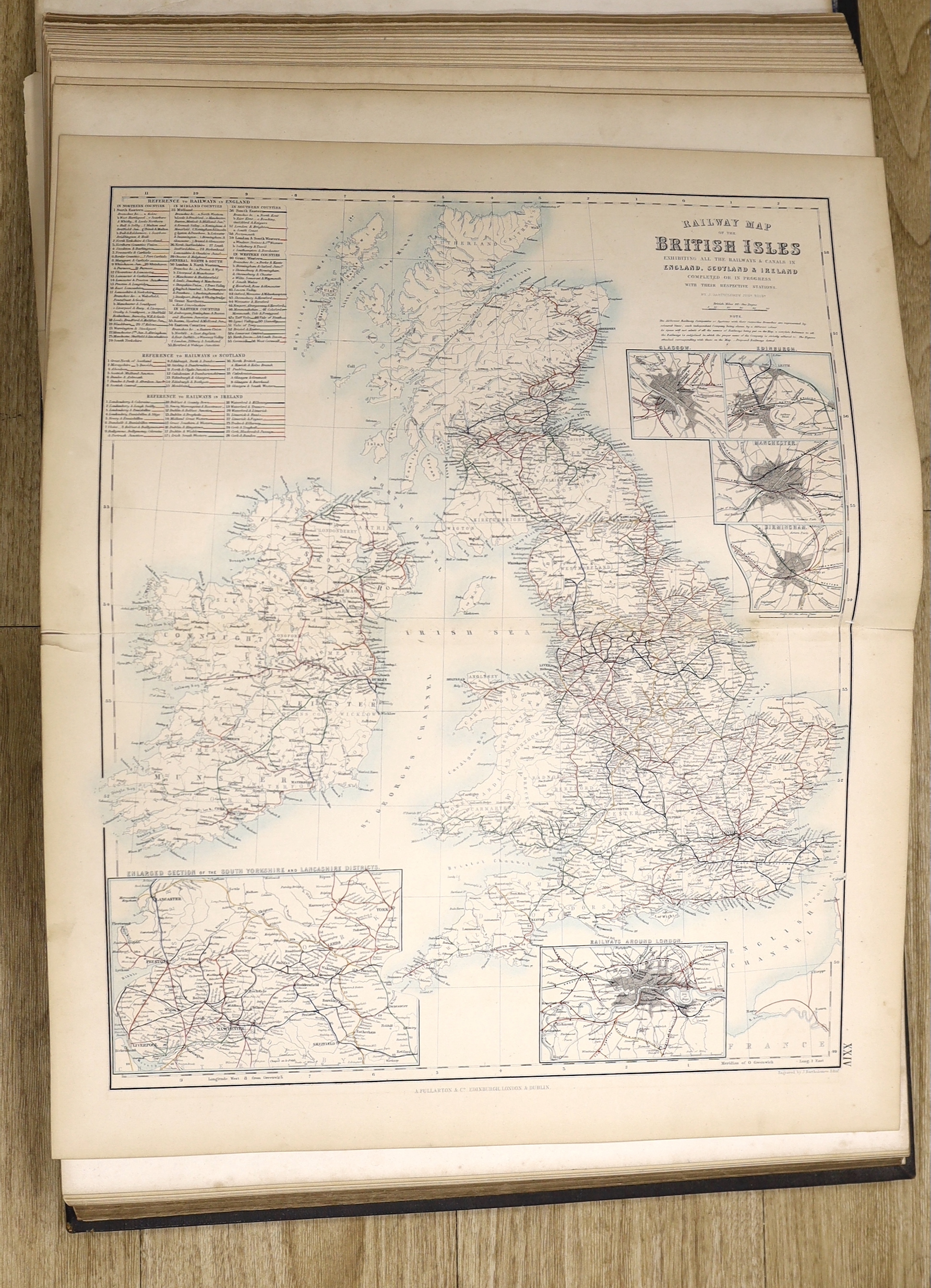 The Royal Illustrated Atlas, of Modern Geography ...pictorial engraved title and 74 coloured maps and plans (many pictorial, some d-page); publisher's gilt ruled and lettered black morocco, panelled spine, ge. and marble